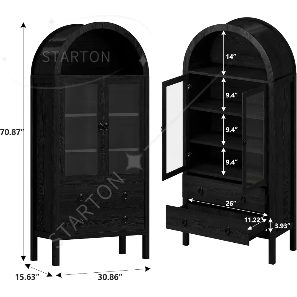 Armoire arquée de 71 pouces de hauteur, armoire de rangement moderne, armoire de garde-manger de cui