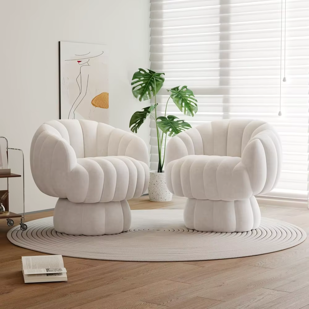 Ensemble de 2 chaises de canapé d'appoint pivotantes modernes à 360 degrés du milieu du siècle, chai