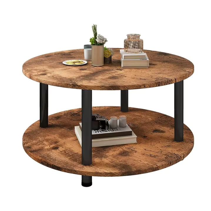 Grande Table basse française rétro en bois Double couche, pour petit appartement, maison, salon, bal