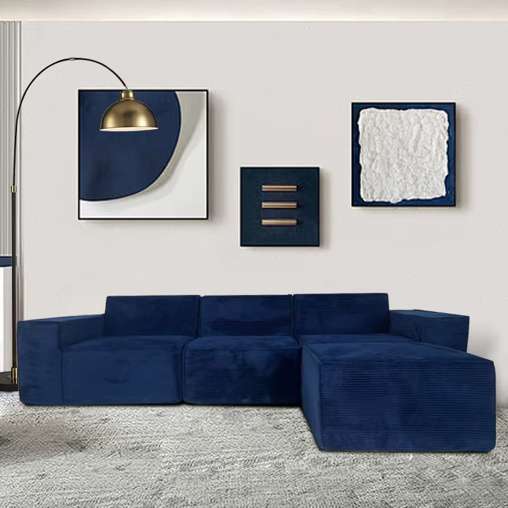 Tanzuo Ensemble de canapé sectionnel modulaire moderne en velours 4 places convertible et rembourré 