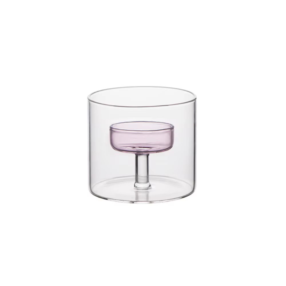 Porte-bougie en verre de style européen créatif, résistant à la chaleur, transparent, avec base soli
