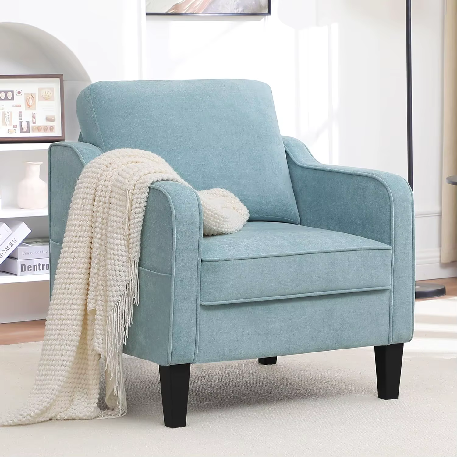Fauteuil d'appoint pour salon, fauteuil de lecture moderne du milieu du siècle pour chambre à couche