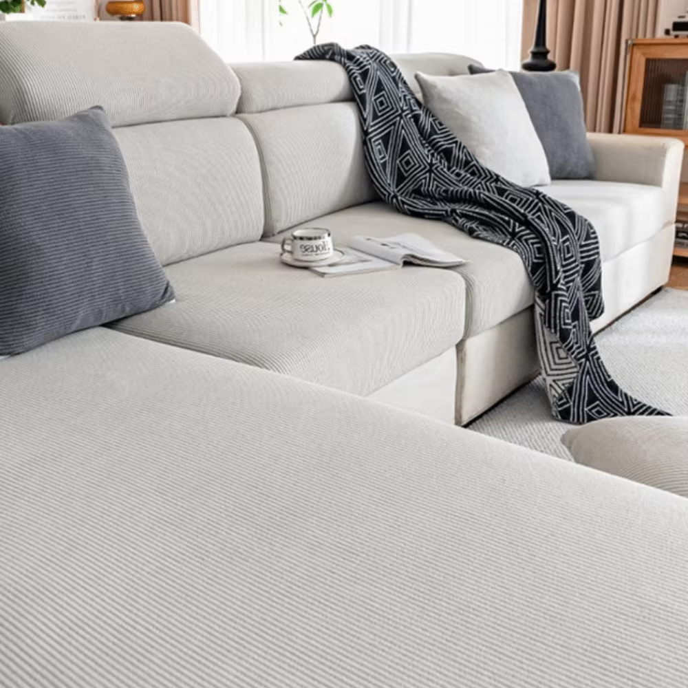 Housse de canapé élastique anti-griffures pour chat, épaisse, amovible, douce, couleur unie, durable