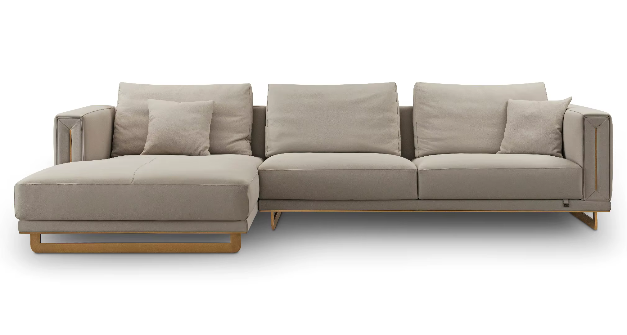Ensemble de canapé en cuir Chesterfield moderne, Design rectangulaire, pieds en acier inoxydable, po