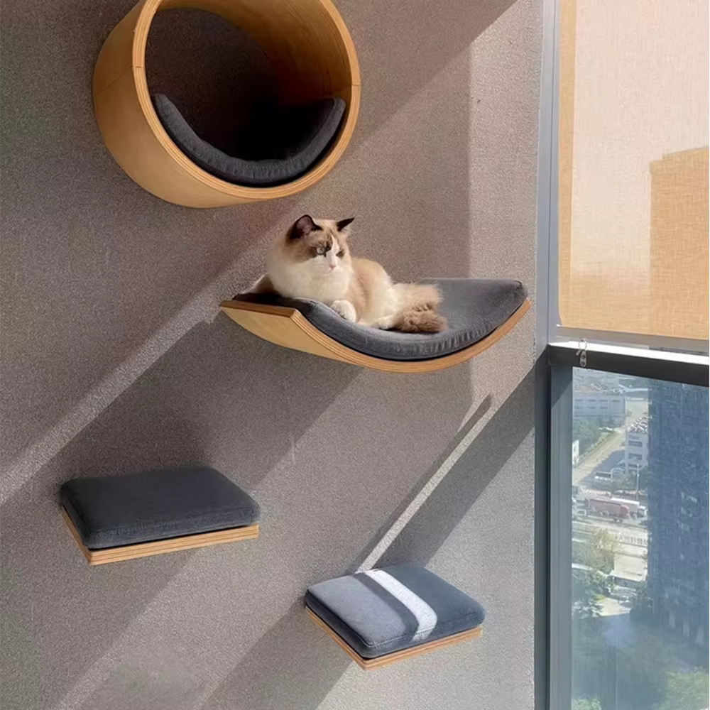 Lit étagère murale pour chat avec coussin doux, perchoir pour chat, meubles d'intérieur pour chatons