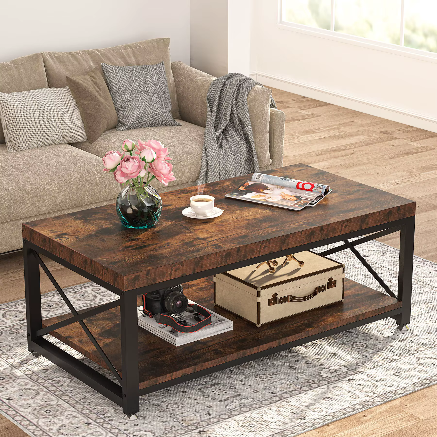 Table centrale de rangement, Table d'appoint multifonctionnelle, Table basse Ultra moderne pour le s