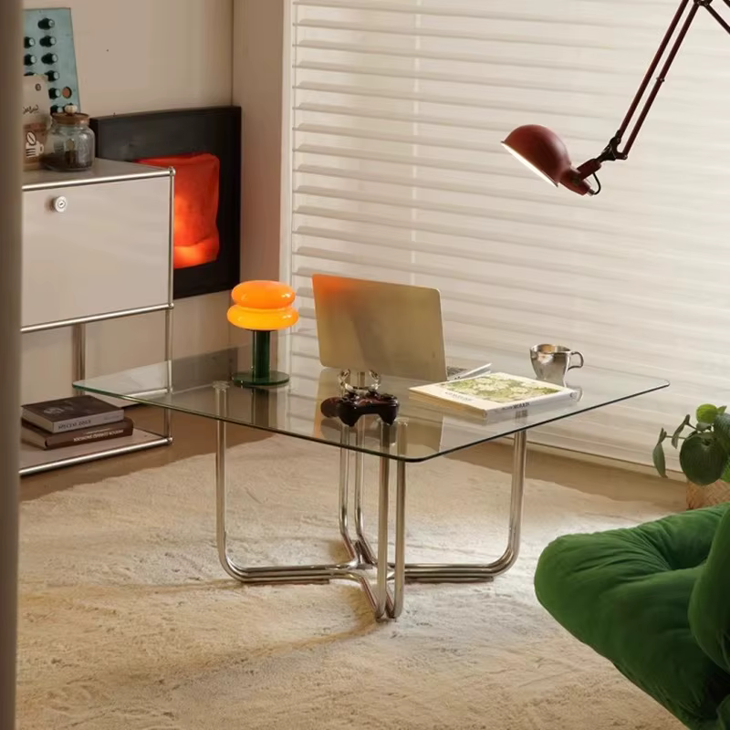 Table basse minimaliste Unique, décoration en verre Transparent, Table basse moderne de luxe, Meuble