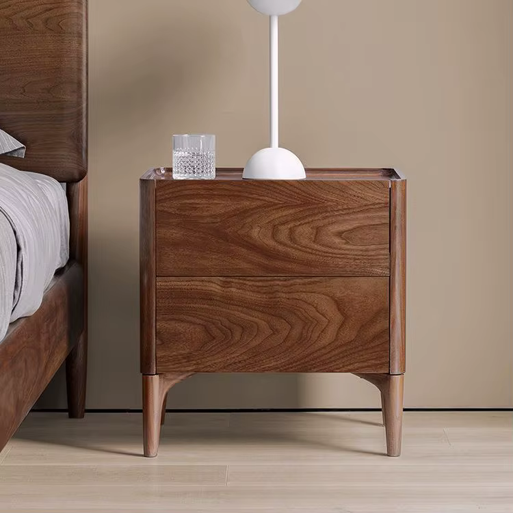 Table de chevet en bois de cerisier avec lumière, luxe, noyer noir, massif, nordique, minimaliste, m