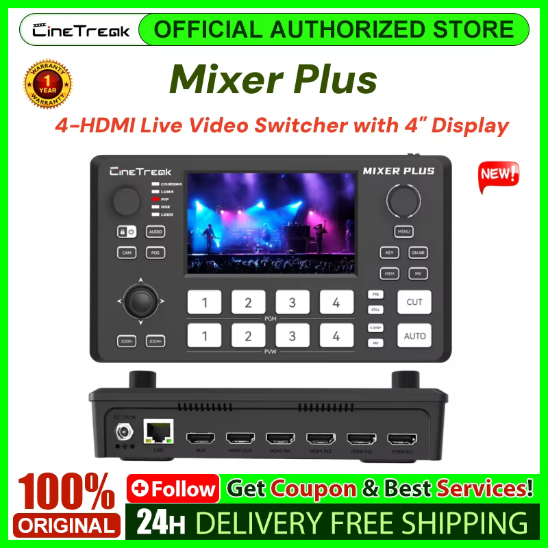 CineTreak Mixer Plus, commutateur vidéo en direct 4 HDMI avec écran 4 pouces pour le streaming YouTu