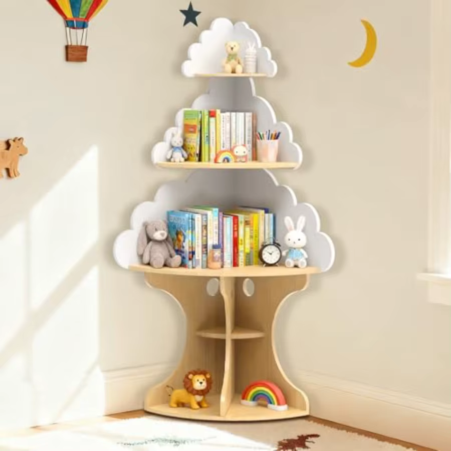 Bibliothèque pour nuage, bibliothèque d'angle Montessori peu encombrante pour tout-petits, pour cham