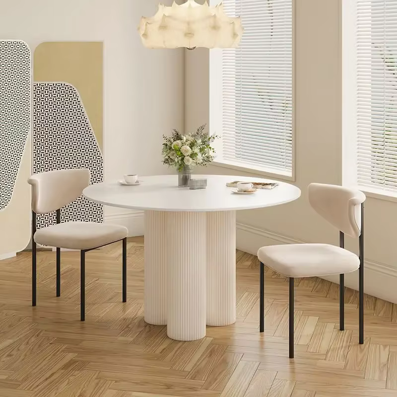 Table à manger ronde ensemble 4 chaises marbre Table à manger nordique minimaliste luxe Comedor De 4