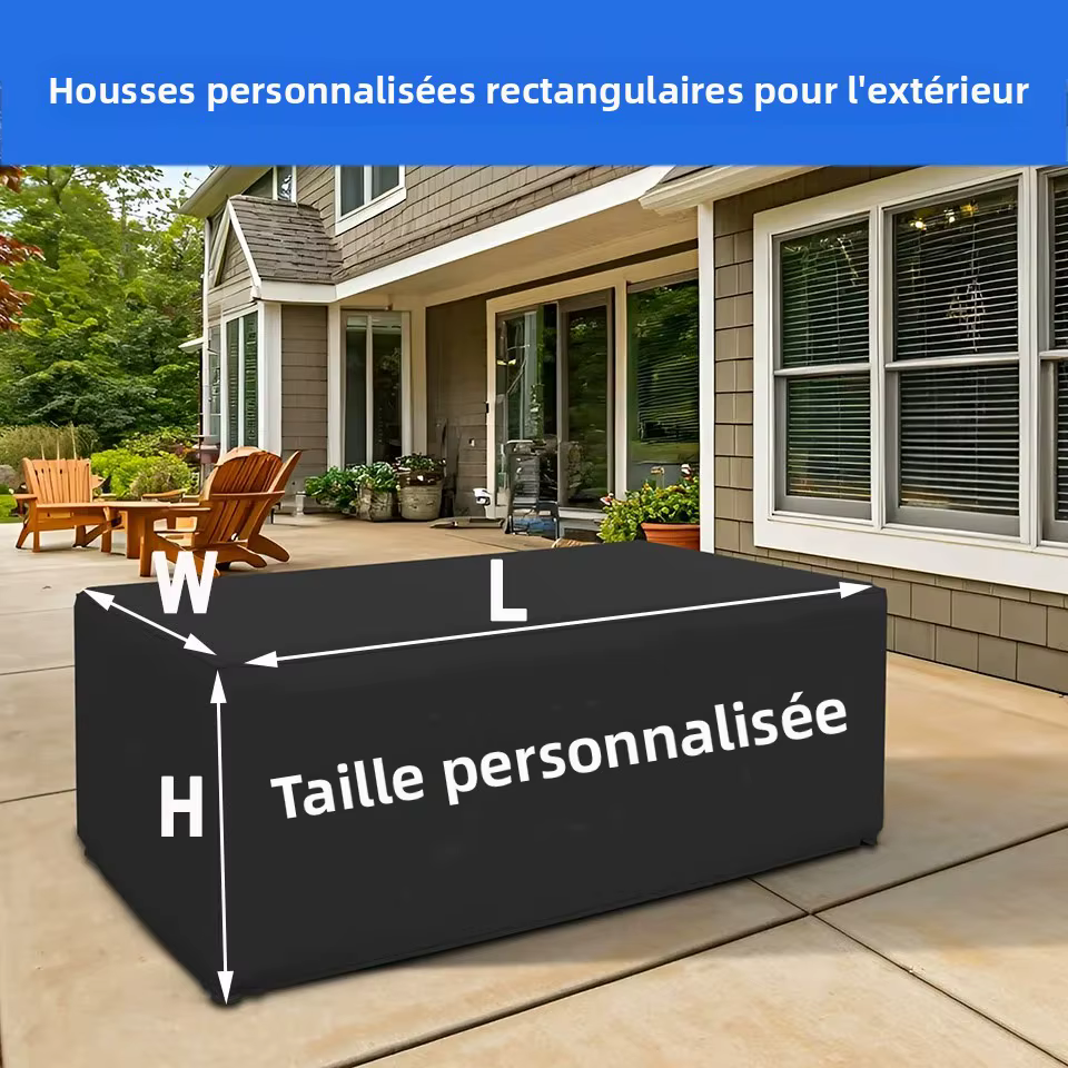 Housse rectangulaire d'extérieur de taille personnalisée, imperméable, pour Table d'extérieur, pour 