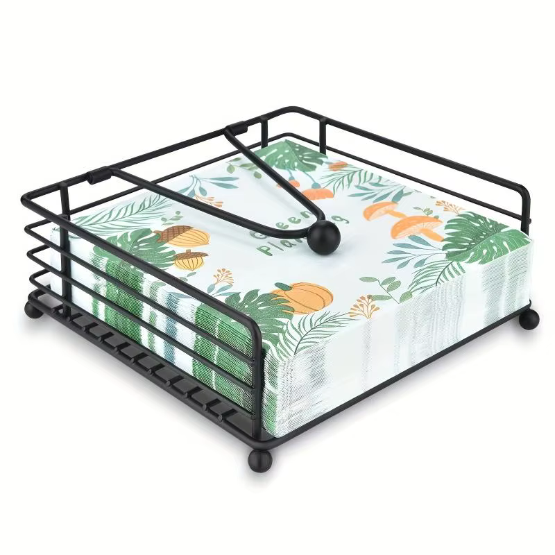 Porte-serviettes plat, distributeur de serviettes carré en fer, support à papier pour la cuisine, la