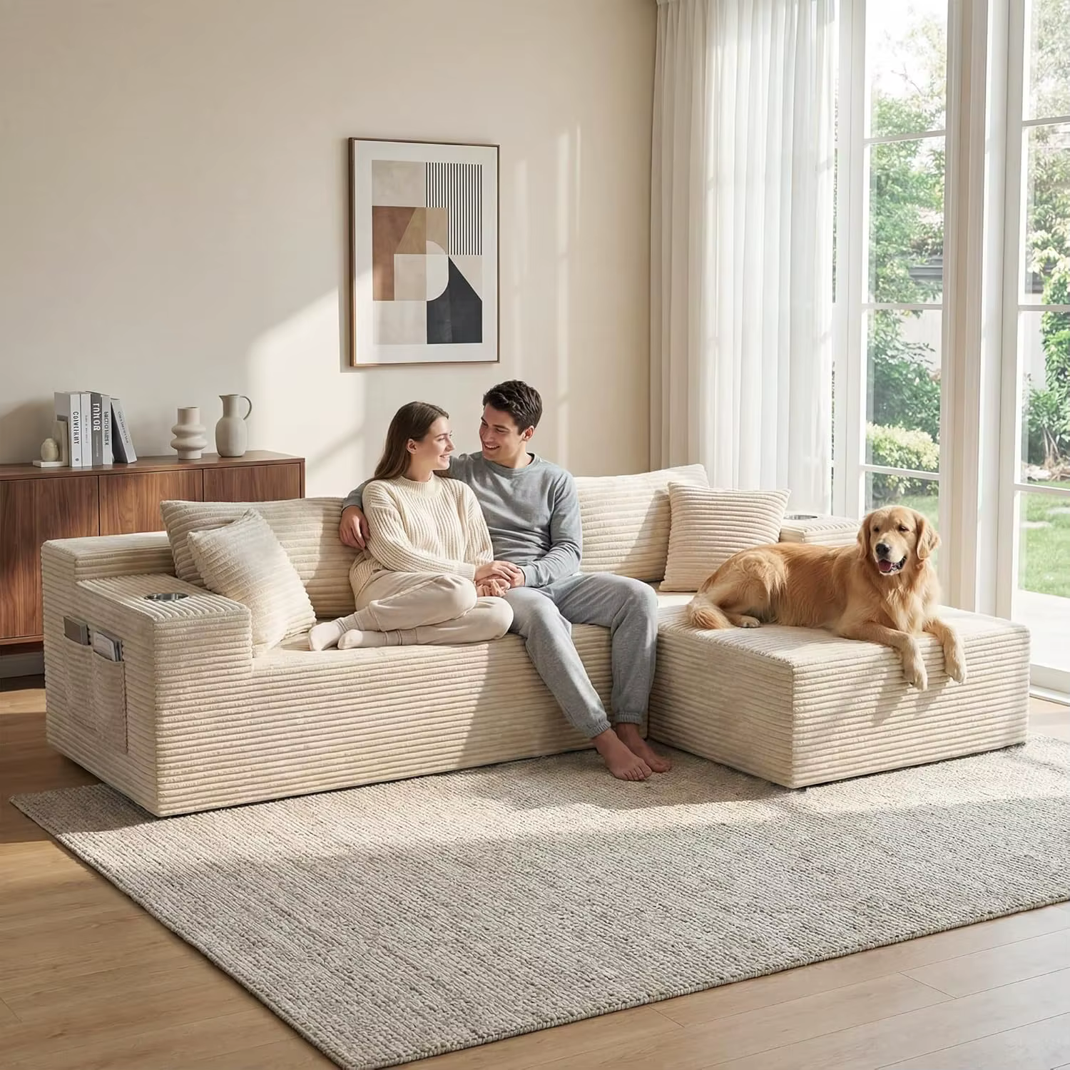Canapé sectionnel Cloud de 108 pouces avec chaise longue en forme de L, canapé modulaire moderne, ca