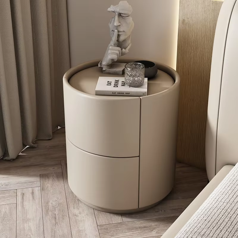 Meuble d'appoint pour canapé, table de chevet ronde créative en bois massif, nouvelle petite armoire