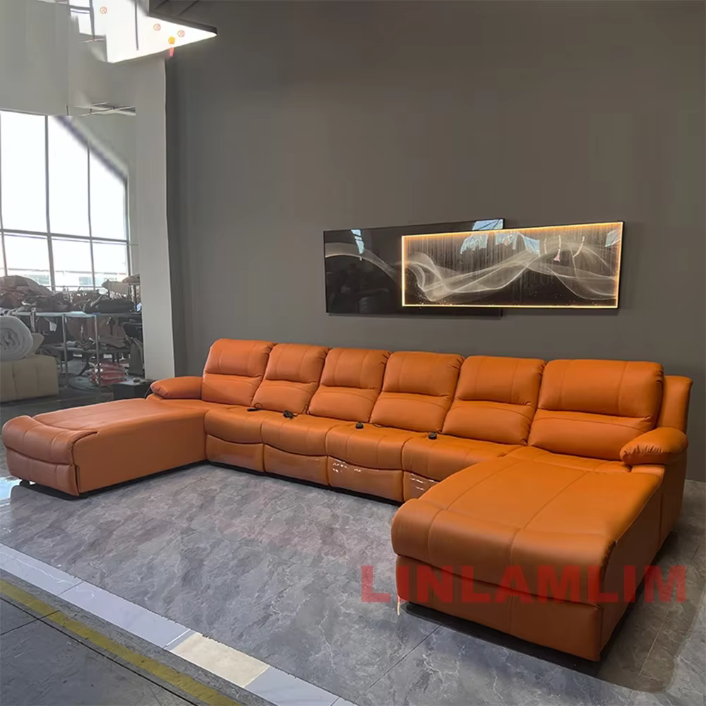 Canapé inclinable sectionnel surdimensionné de luxe avec chaise longue – Sièges de cinéma électrique