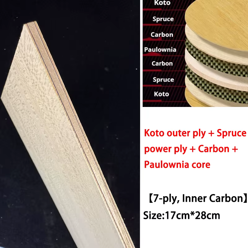 Koto bricolage lame de Tennis de Table bois 7ply épicéa puissance carbone Paulownia noyau 17 cm * 28
