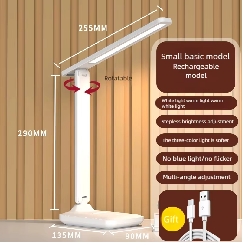 Lampe de Table Led Rechargeable pour étude lampe de bureau lecture veilleuse avec ventilateur horlog