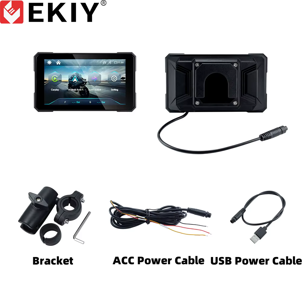 EKIY 5.0 pouces sans fil CarPlay Moto Android Auto Portable numérique Moto tableau de bord GPS Navig