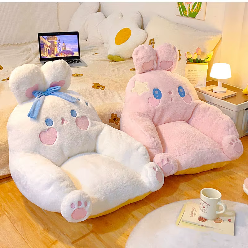 Mini coussin de canapé de dessin animé de lapin mignon, coussin de siège de lecture, coussin de tata