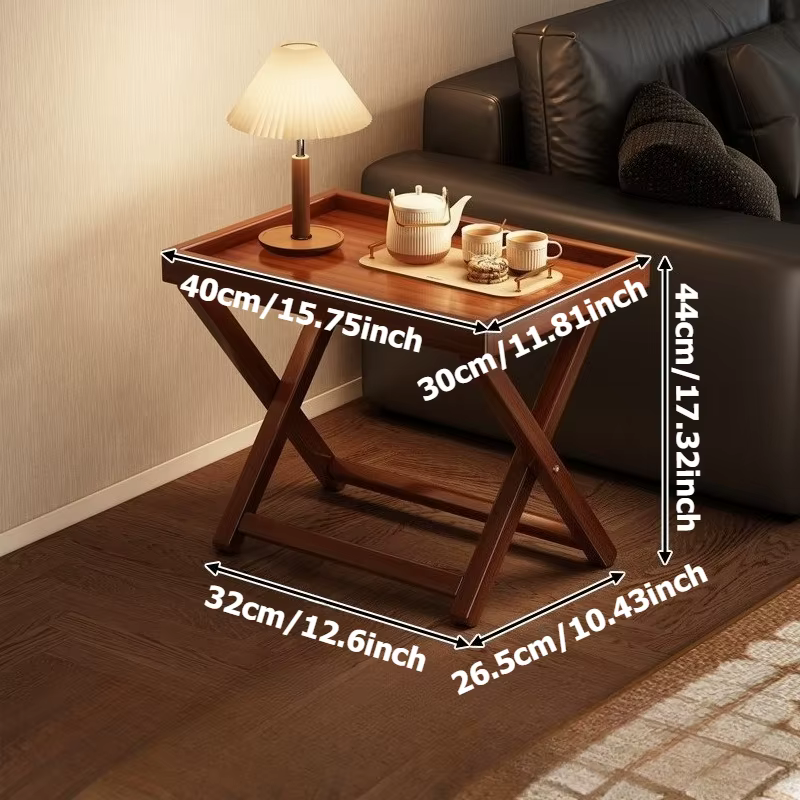 Table d'appoint pliable en bambou, stable, avec structure en X, table de chevet pour canapé, gain de