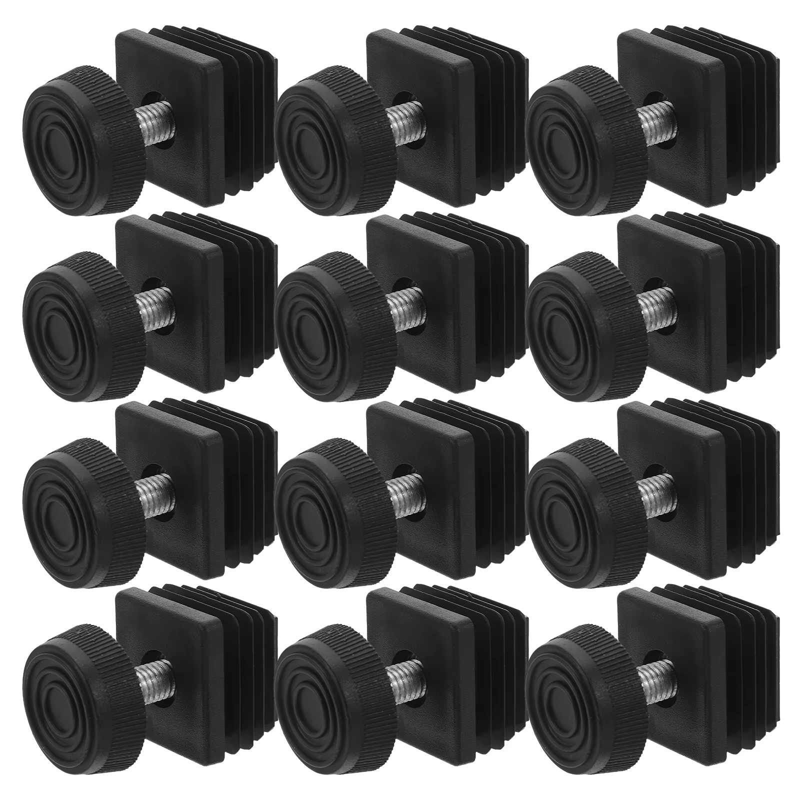 12 pièces pieds de nivellement M8x30 bouchons de pied à Tube carré en métal réglable insérer carré n