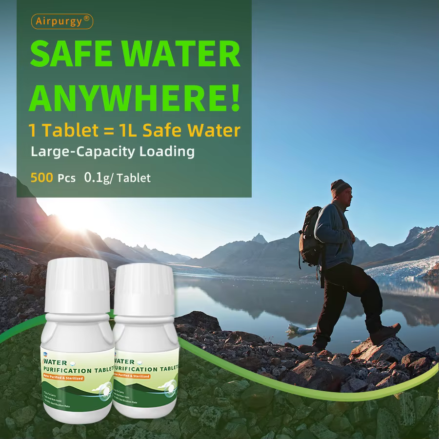 2 bouteilles de comprimés de purification d'eau (500 comprimés/bouteille) - 2L d'eau par comprimé, p