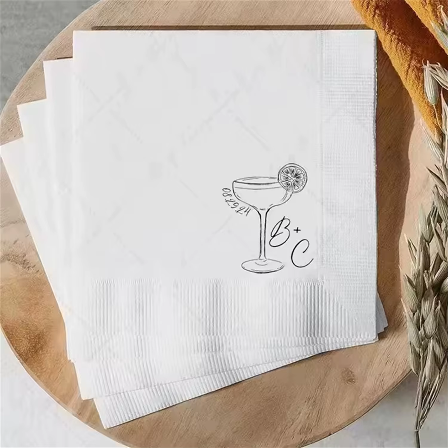 Serviettes de table personnalisées pour mariage, serviettes de cocktail « Drunk In Love », serviette
