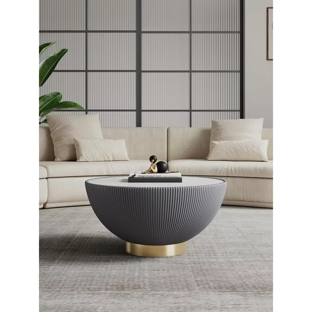 Anderson Modern 28,15" Table basse ronde 2.0 - Plateau en céramique et marbre, détails élégants en s