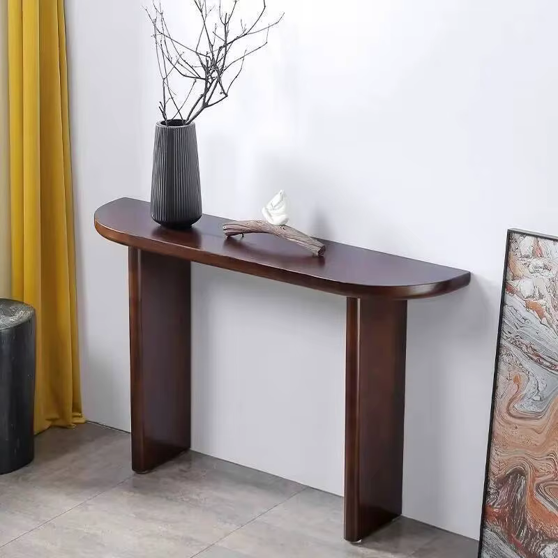 Tables d'entrée nordiques simples en bois massif, pour la maison, le salon, Table d'extrémité semi-c