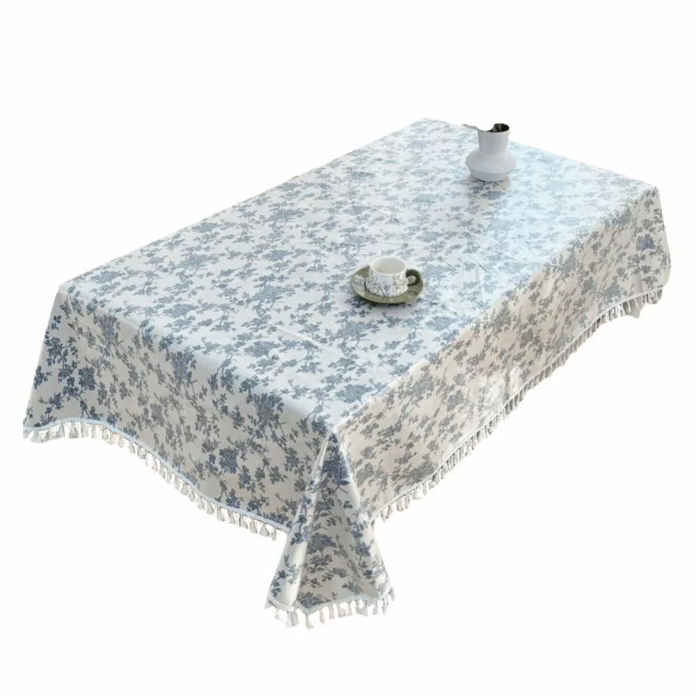 Nappe créative imperméable enduite, rectangulaire, réutilisable, avec pompons, résistante à la chale