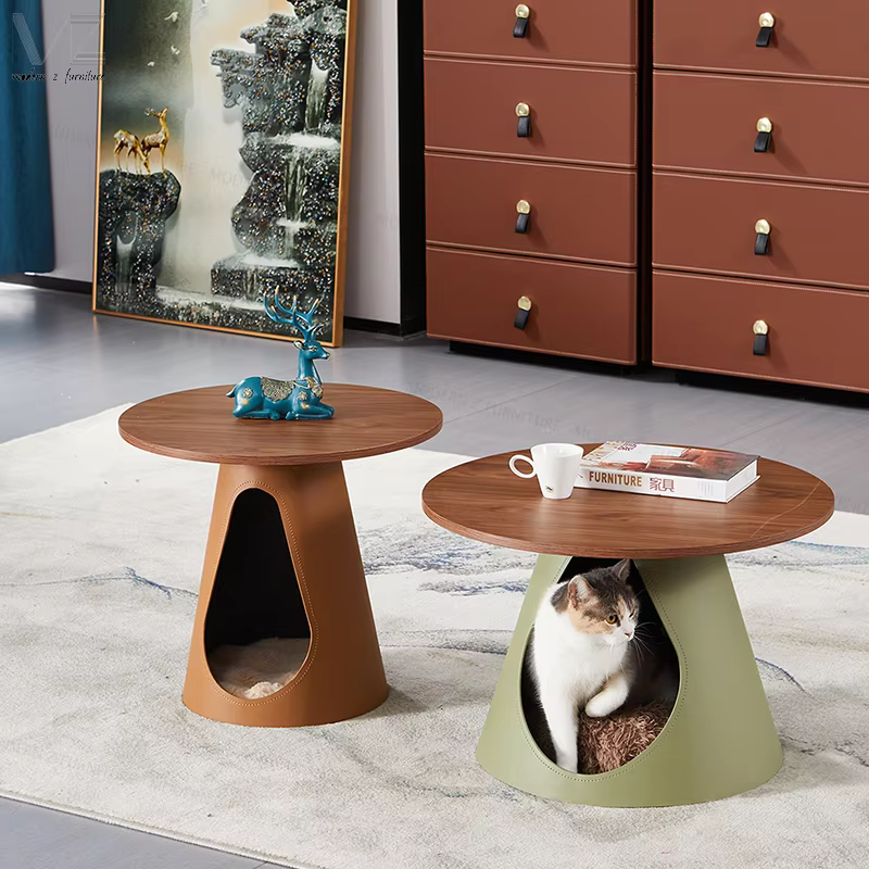Ensemble de Table d'appoint en cuir de selle multifonctionnelle, meubles de maison, lit de maison po