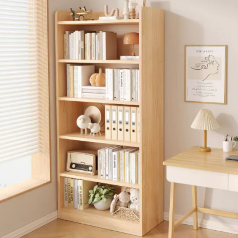 Bibliothèque moderne en bois massif de style rond avec rangement au sol au plafond au design d'angle