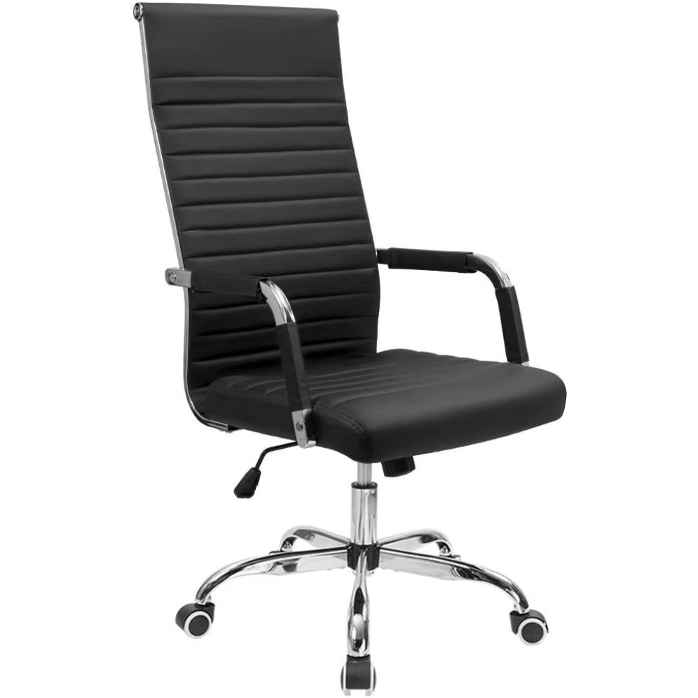 Chaise de bureau nervurée Furmax à dossier haut en cuir PU chaise de conférence de direction chaise 