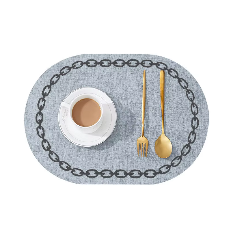 Napperon de Table ovale en Faux cuir, pour cuisine, salle à manger, crème, tapis de luxe, vaisselle,
