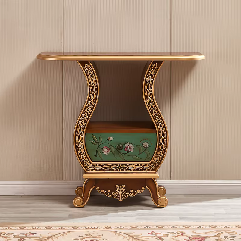 Table Console Vintage européenne du milieu du siècle, Table de beauté de luxe tendance pour couloir,
