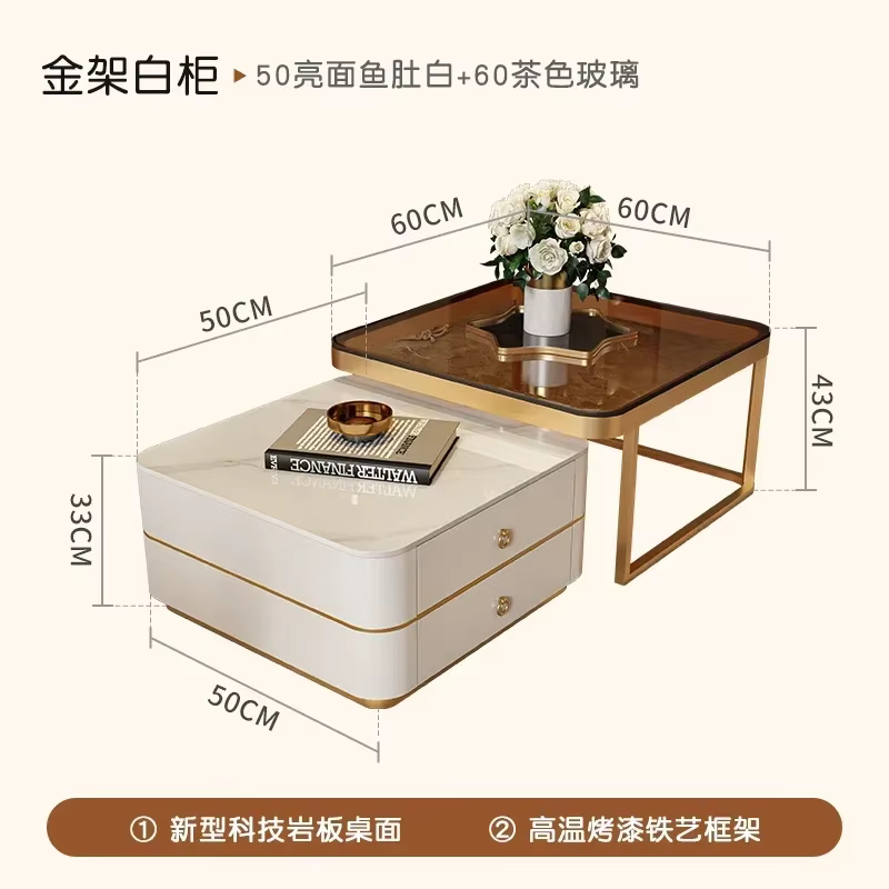 Plateau de Table Basse de rangement tendance, décorations Design Table Basse de luxe nordique modern