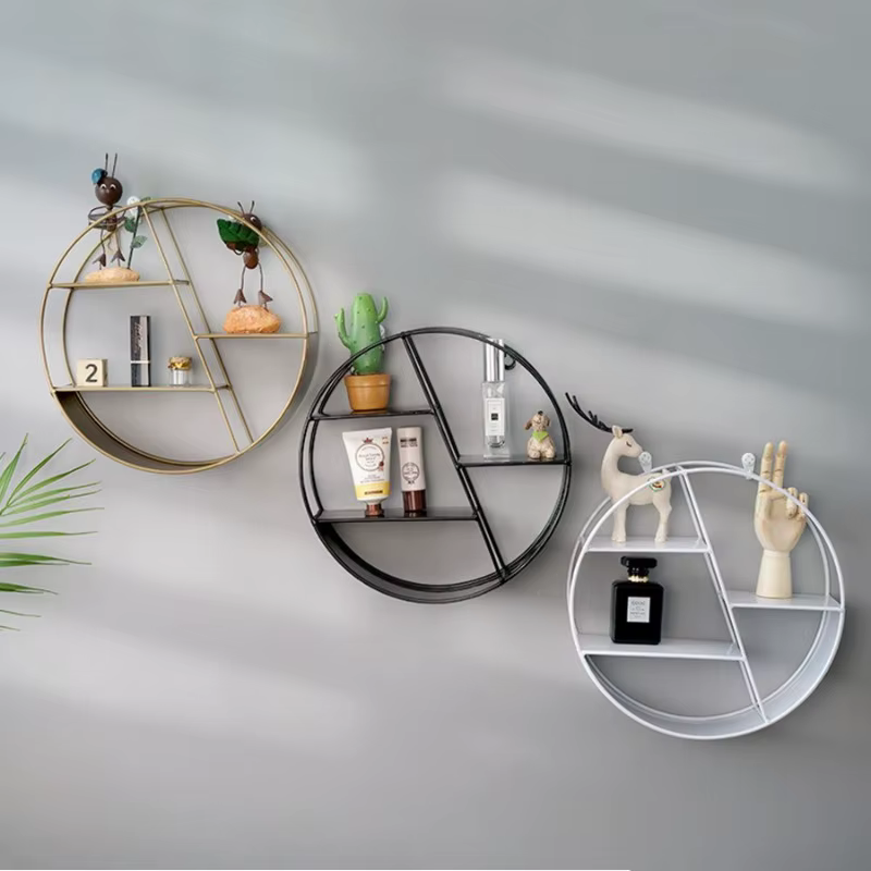 Étagère de salon en fer, sans perçage, décoration de chambre à coucher, bibliothèque de rangement cr