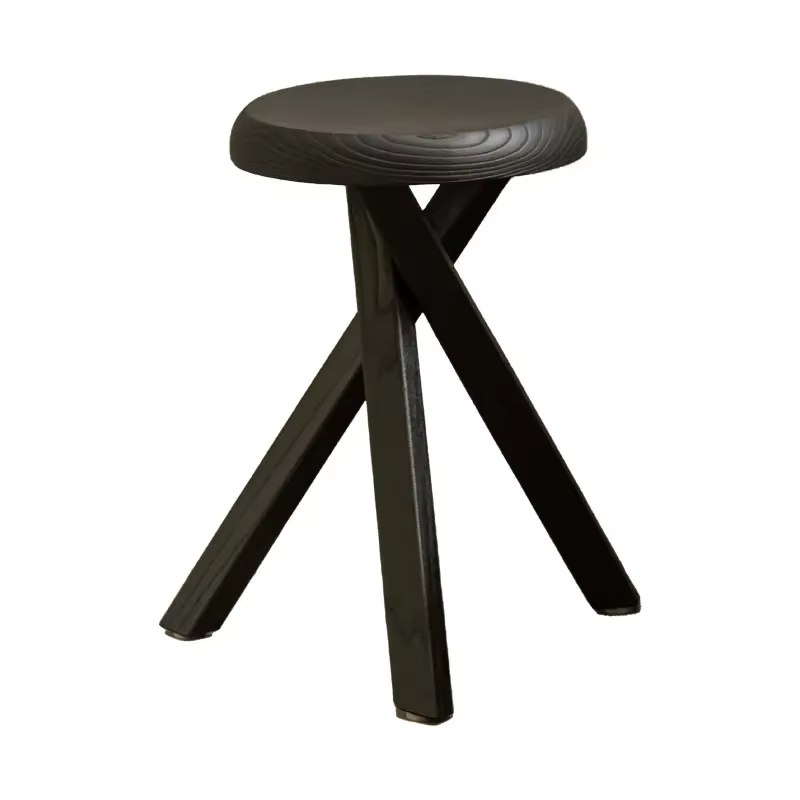 Tabouret rond noir carbonisé de style Wabi-sabi pour petit canapé domestique, table d'appoint, table