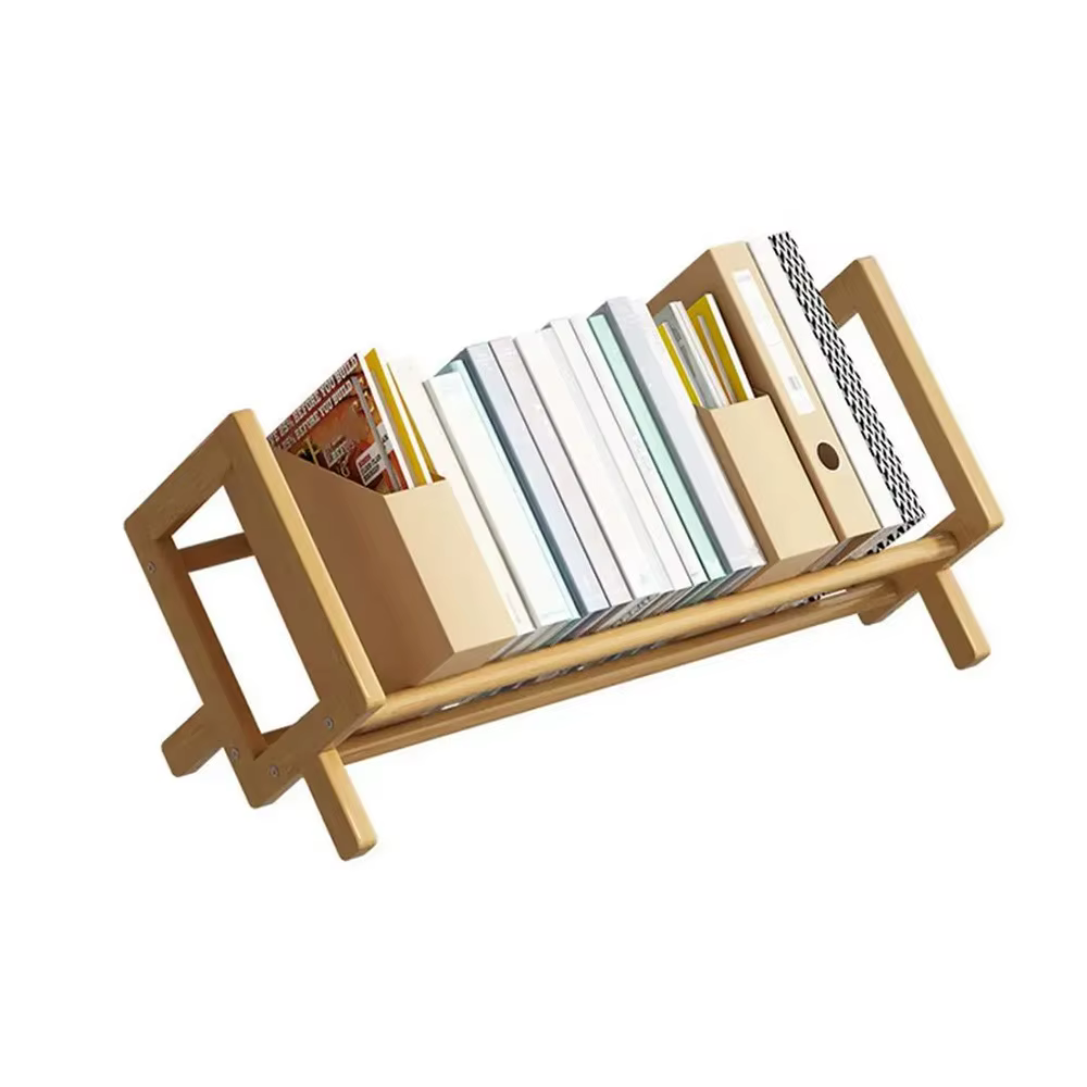 Présentoir de livres en bois sans bavure, en bambou, à assemblage rapide, étagère de bureau, gain de
