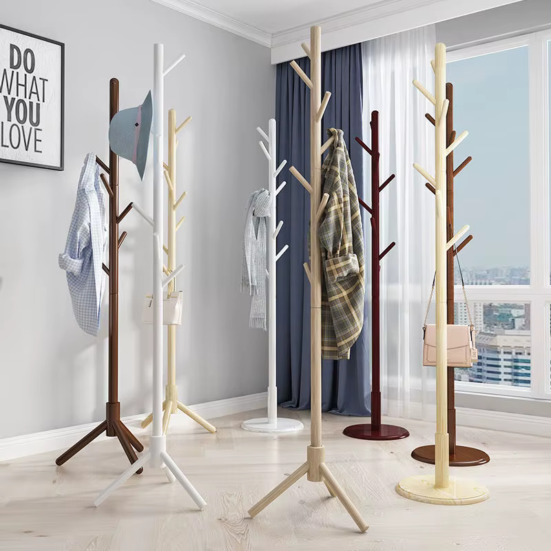 Porte-manteau Vertical en bois massif, meuble sur pied, cintre pour vêtements, garde-robe Simple, ch