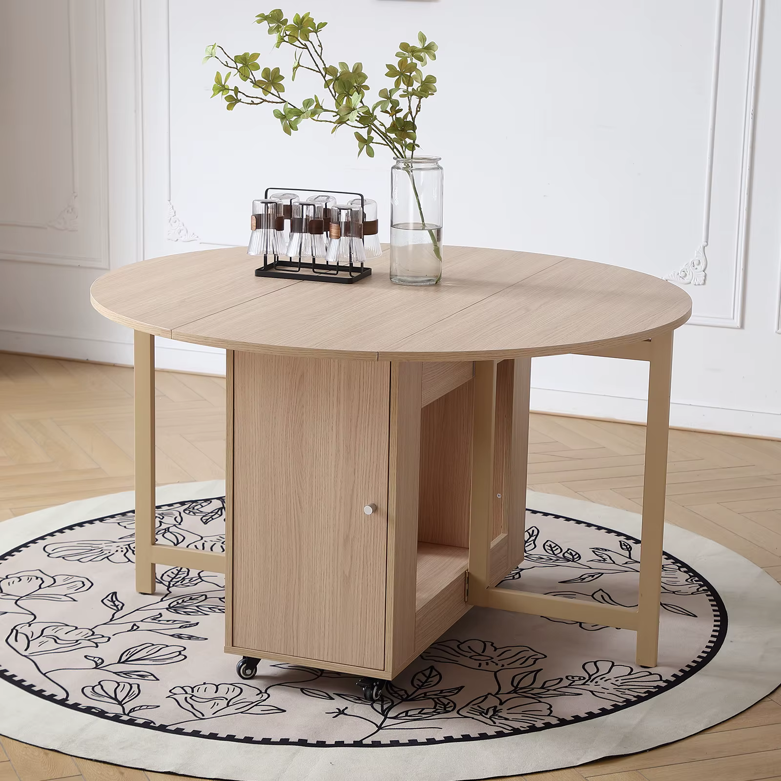 Table à manger ronde multifonctionnelle avec chaises, table à manger pliante, meubles à la mode