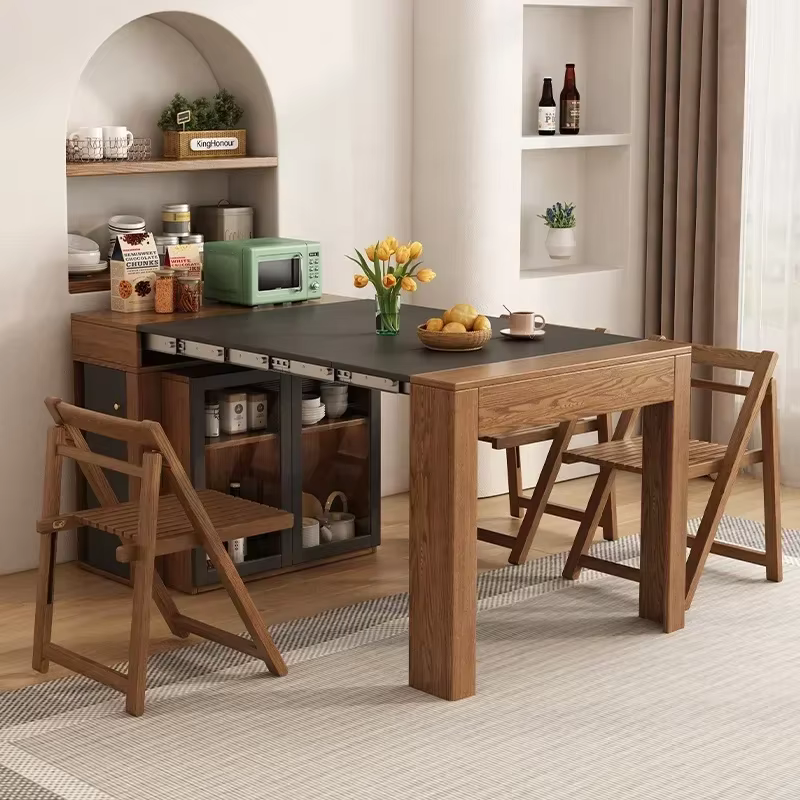 Table à manger extensible moderne, pliable multifonctionnelle couleur bois, mobilier de maison perso