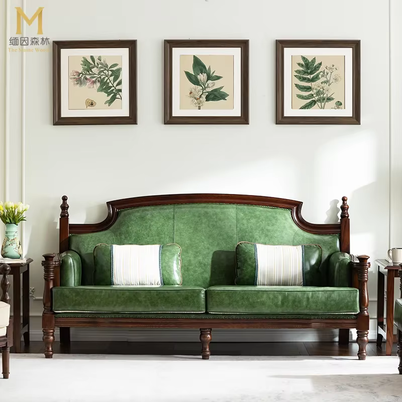 Dos européen salon canapés en cuir vert italien en bois canapé design Double luxe incurvé Divano Sog