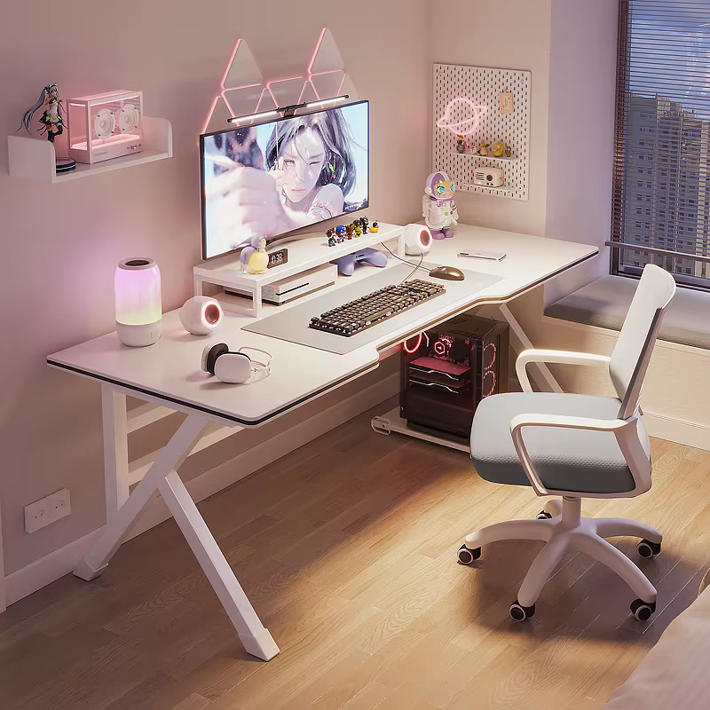 Bureau d'ordinateur de jeu de diffusion Web, bureau à domicile, table ergonomique, chambre à coucher