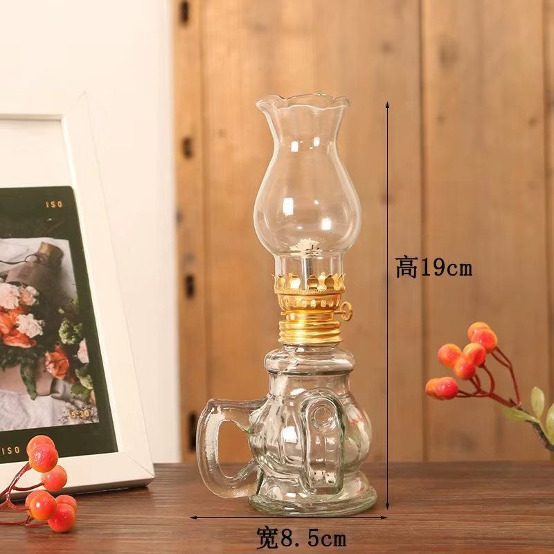 Lanterne à huile vintage en verre, lampe de table décorative, ornement pour mariage, fête, salon, ca