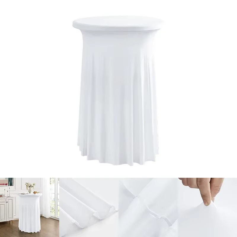 Nappe de Table de Cocktail de couleur blanche, jupe de Style moderne et élégant, couverture élastiqu