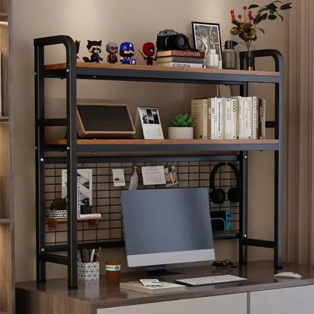 Meubles de maison bureau multicouche en fer forgé étagère bibliothèque avec grille étagère Table tro