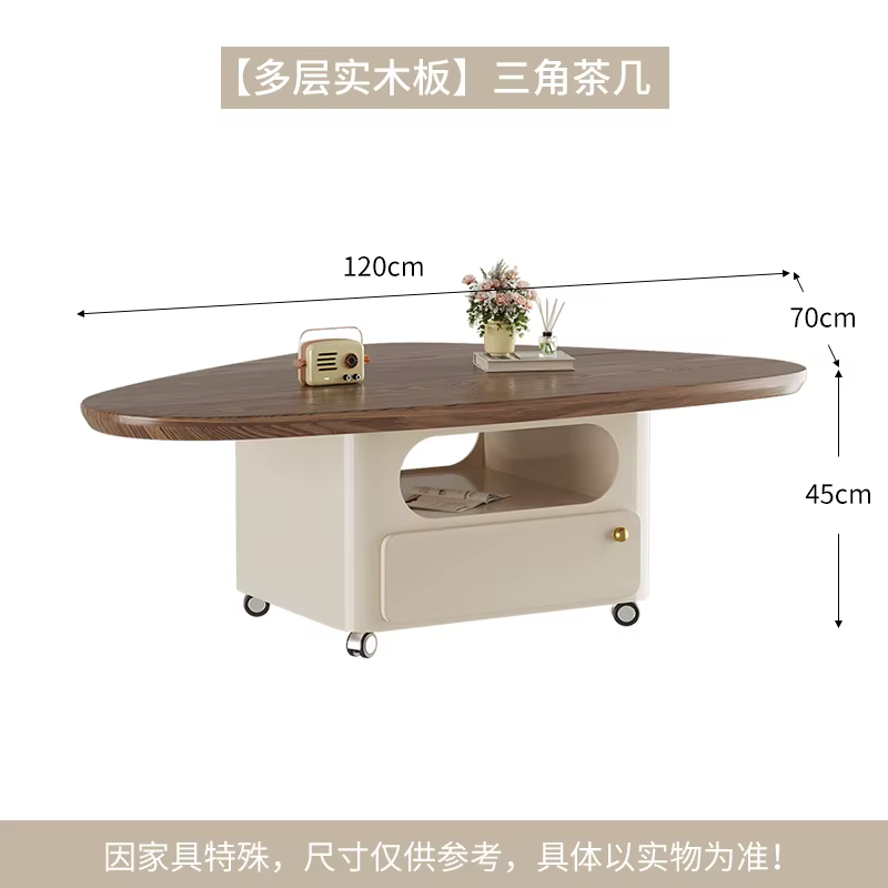 Glam Table Basse européenne Triangle Design Table Basse moderne Unique avec roues de rangement Table