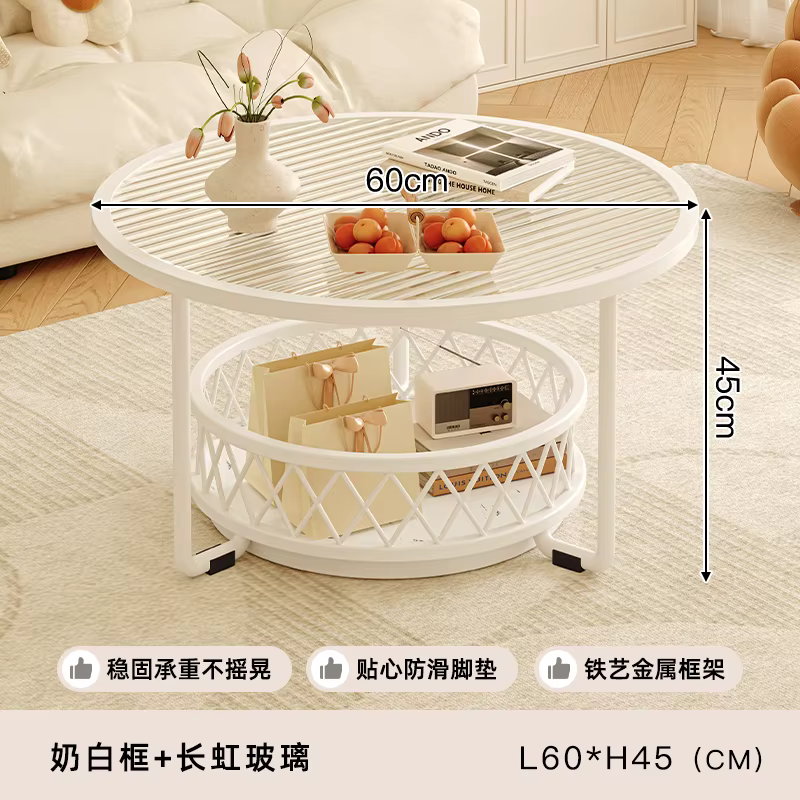 Glam Table Basse ronde avec rangement minimaliste nordique chambre Table Basse Salon Table moderne B